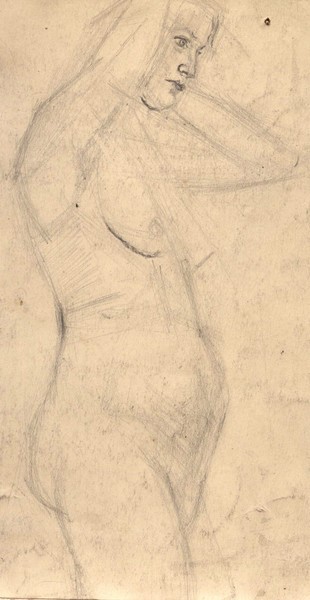 Стоящая натурщица. Ню.