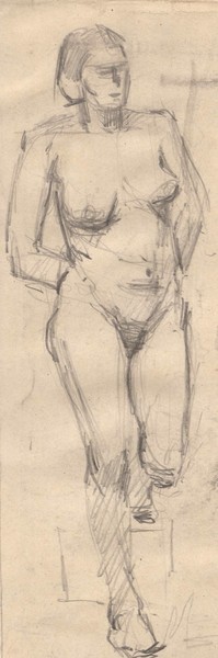 Стоящая натурщица. Ню.