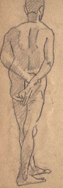 Стоящий обнажённый натурщик.