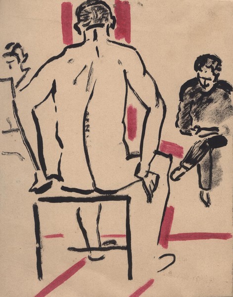 Сидящий обнажённый натурщик.