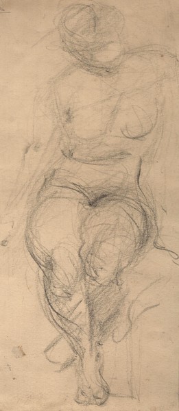 Сидящая натурщица. Ню.