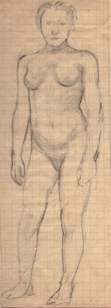 Стоящая натурщица. Ню.