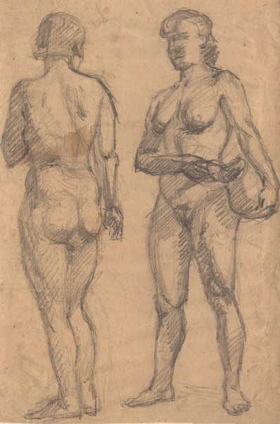 Две стоящие натурщицы. Ню.