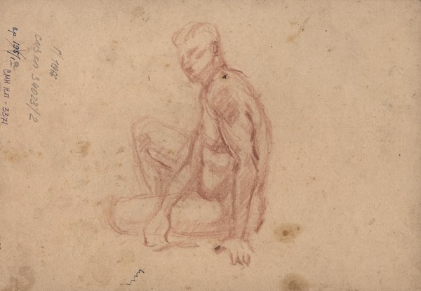 Стоящий обнажённый натурщик. (На обороте "Сидящий обнажённый натурщик").