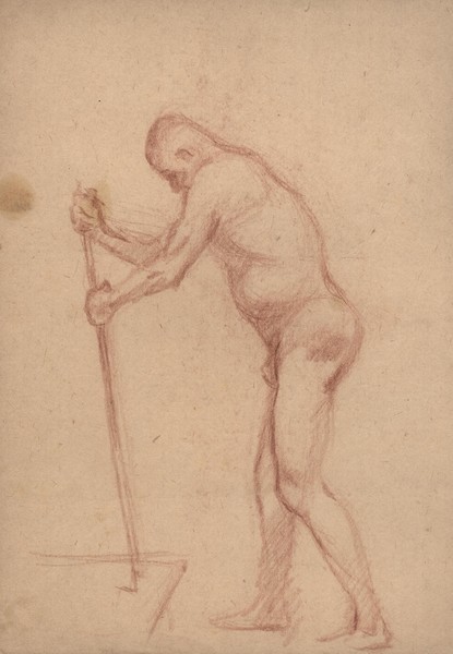 Стоящий обнажённый натурщик. (На обороте "Сидящий обнажённый натурщик").