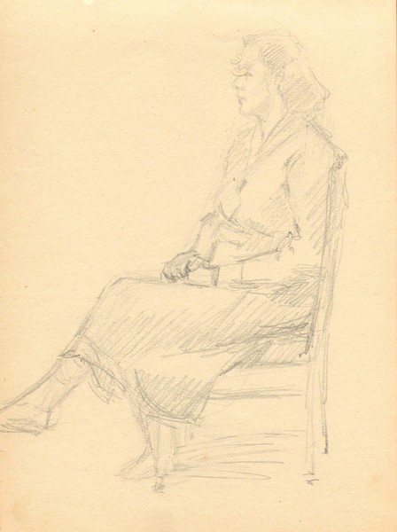 Лист из альбома. Сидящая женщина.