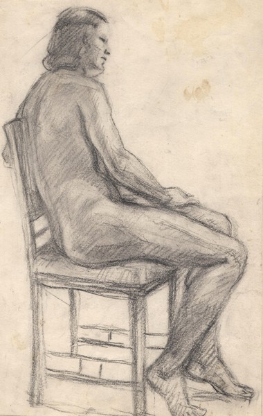 Сидящая натурщица. Ню.