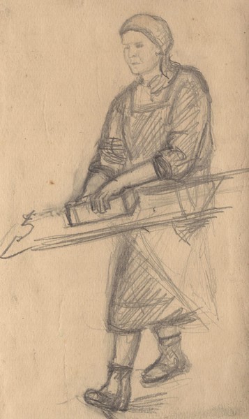 Женщина с кирпичом.