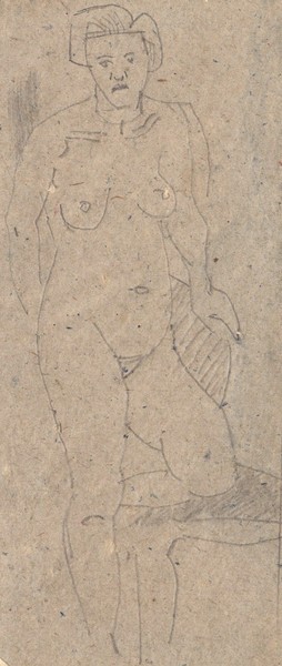 Стоящая натурщица. Ню.