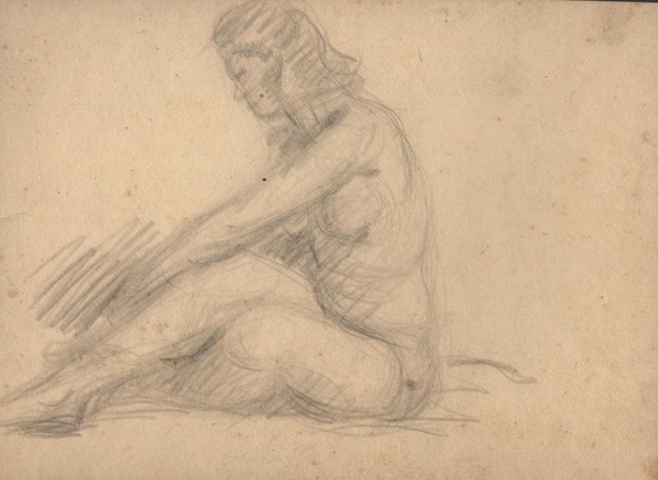 Сидящая натурщица. Ню.