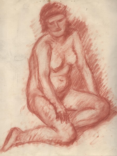 Сидящая натурщица. Ню.