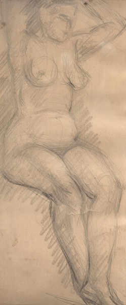 Сидящая натурщица. Ню.