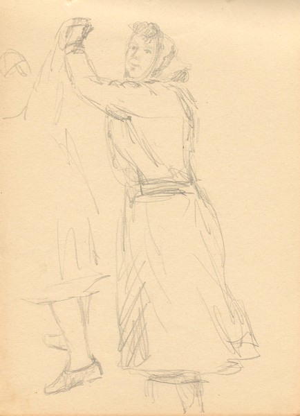 Лист из альбома. Две танцующие женщины.