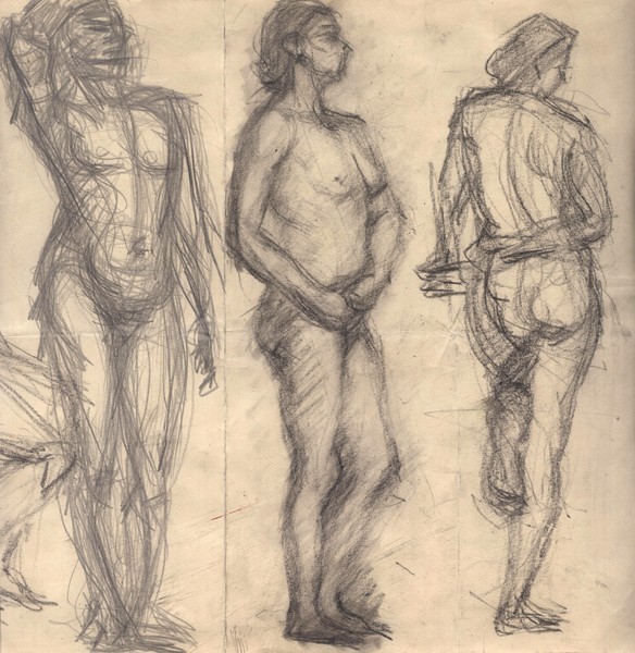 Три стоящие натурщицы. Ню.