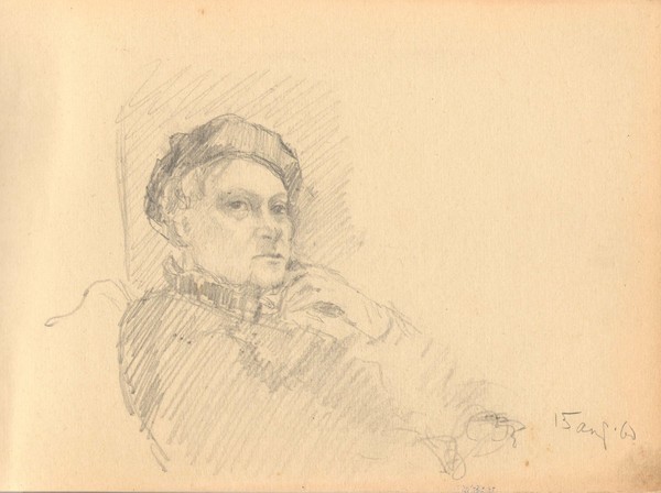 Лист из альбома. Портрет жены художника Лавровой-Сашиной Т.Н.