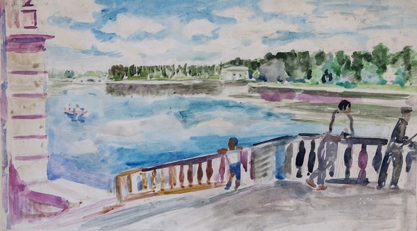 Летний пейзаж с рекой.