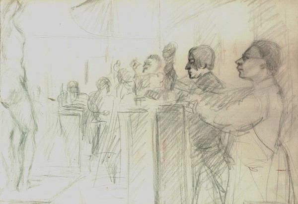 В скульптурной мастерской.