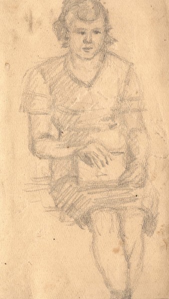 Сидящая женщина с книгой.