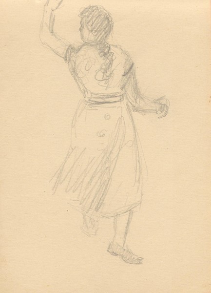 Лист из альбома. Танцующая девушка.