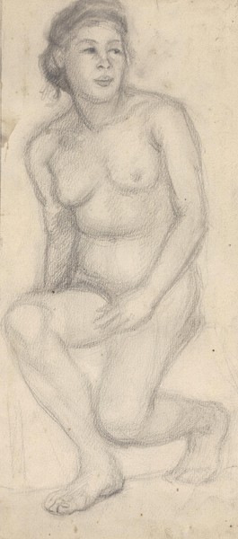 Сидящая натурщица. Ню.