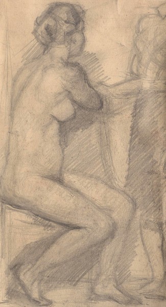 Сидящая натурщица. Ню.