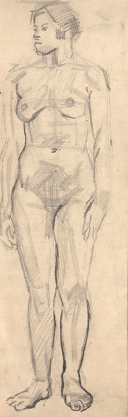 Стоящая натурщица. Ню.