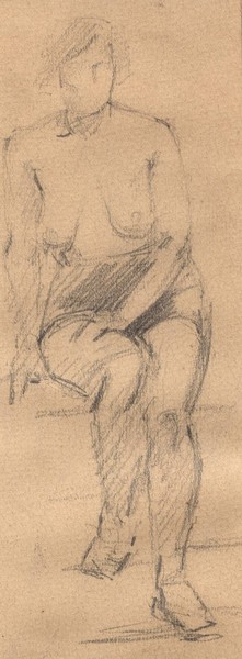 Сидящая натурщица. Ню.