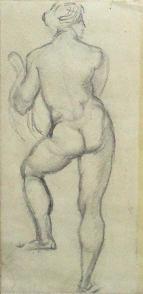 Натурщица со спины. Ню.