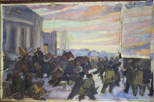 Эскиз Октябрьские дни в Челябинске.