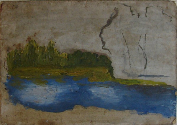 Лес с речкой. (На обороте: Ленин на берегу (этюд к картине "Ленин у рыбаков").