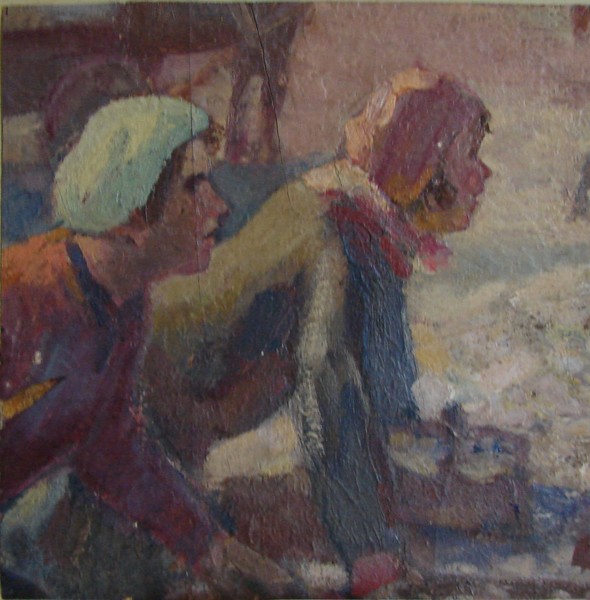 Две полулежащие женщины, смотрящие вперед.