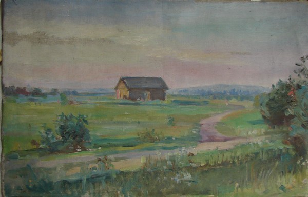 Вечер в Мариенбурге. (На обороте: Из серии Этюды и эскизы к картине "Бассейн").