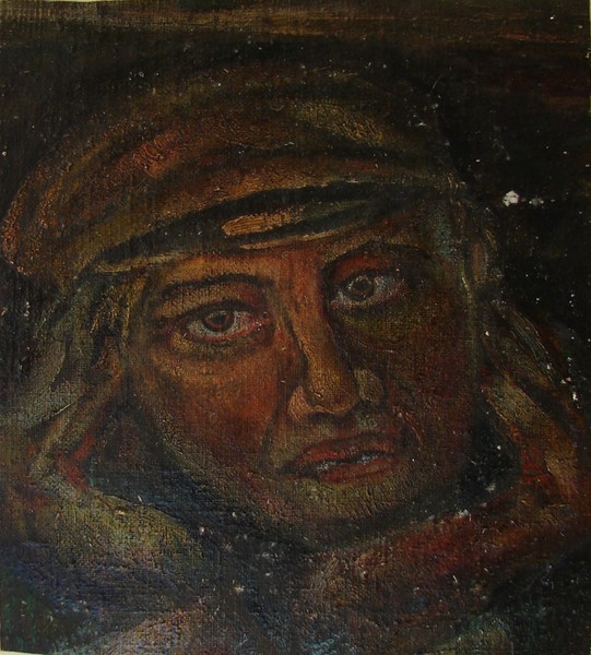 Голова мужчины в головном уборе. Фрагмент