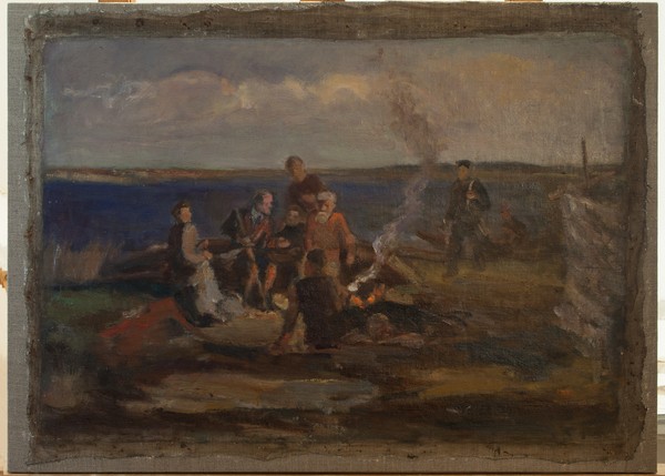 Ленин среди рыбаков. (На обороте: Пейзаж с излучиной реки).